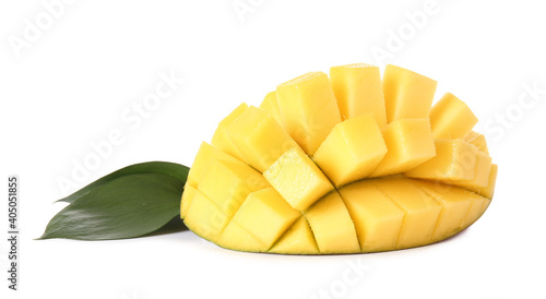 Sweet cut mango on white background