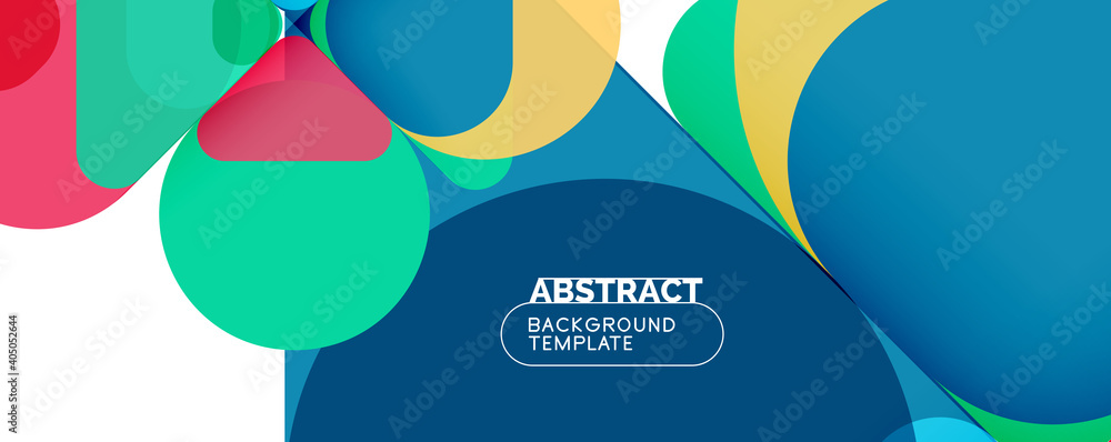 Flat geometric round shapes and dynamic lines, abstract background. Vector illustration for placards, brochures, posters and banners Flat geometric round shapes and dynamic lines, abstract background. Vector illustration for placards, brochures, posters and banners