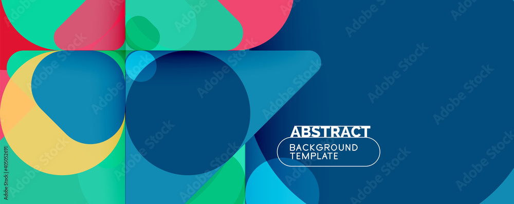 Flat geometric round shapes and dynamic lines, abstract background. Vector illustration for placards, brochures, posters and banners Flat geometric round shapes and dynamic lines, abstract background. Vector illustration for placards, brochures, posters and banners
