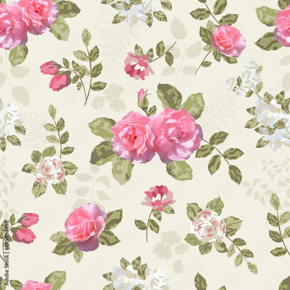 Seamless vintage background with roses	