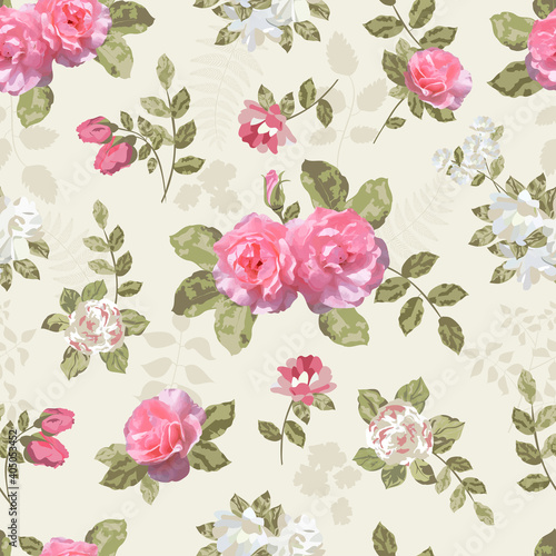 Seamless vintage background with roses 