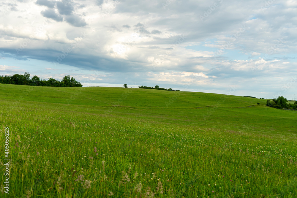 Obraz premium Grüne Felder auf hügeligem Land