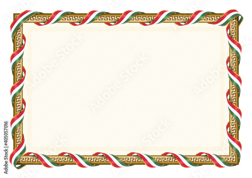 Horizontal frame and border with Hungary flag