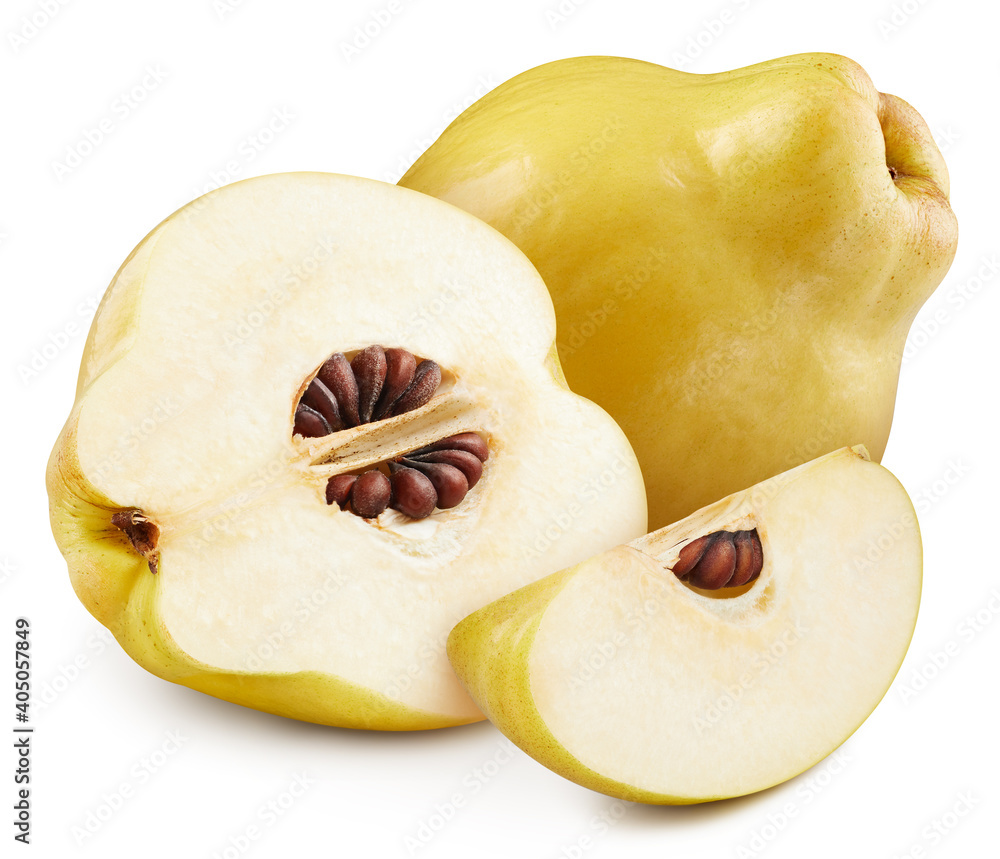 Quince and half isolated on white background Quince and half isolated on white background