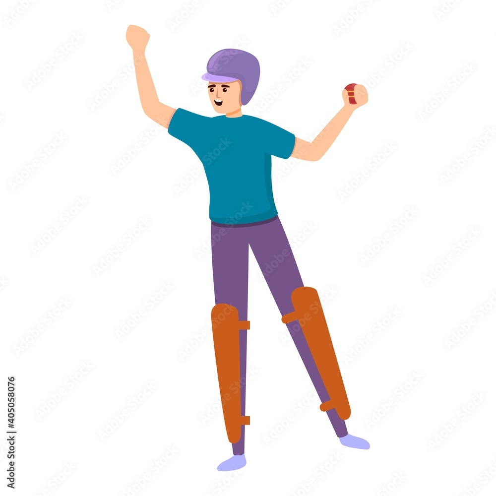 Cricket winner icon. Cartoon of cricket winner vector icon for web design isolated on white background Cricket winner icon. Cartoon of cricket winner vector icon for web design isolated on white background