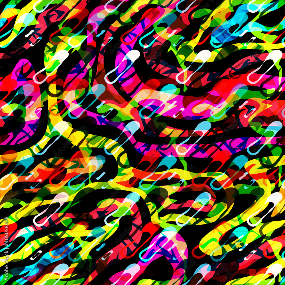 Obraz premium Bright abstract geometric seamless pattern in graffiti style. Quality illustration for your design
