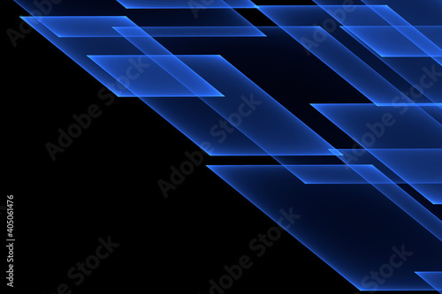 Abstract black background with blue fractal geometric pattern