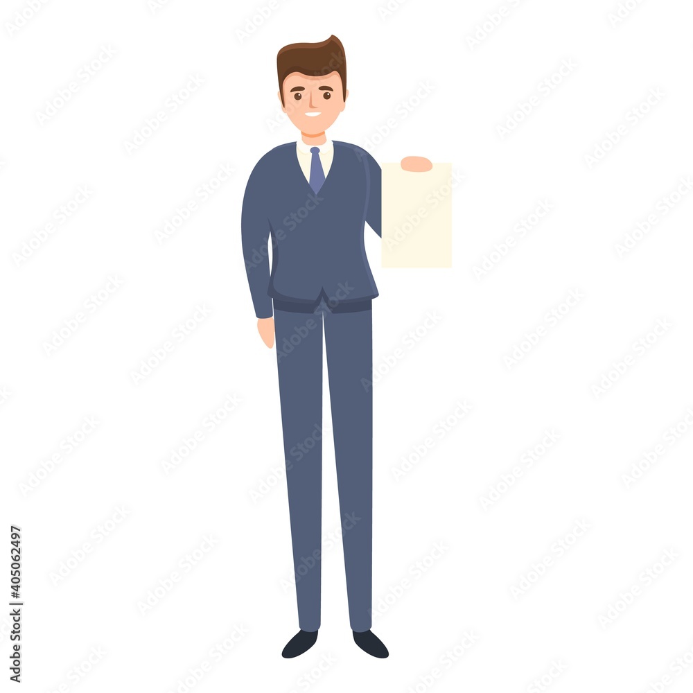 Happy agent icon. Cartoon of happy agent vector icon for web design isolated on white background Happy agent icon. Cartoon of happy agent vector icon for web design isolated on white background