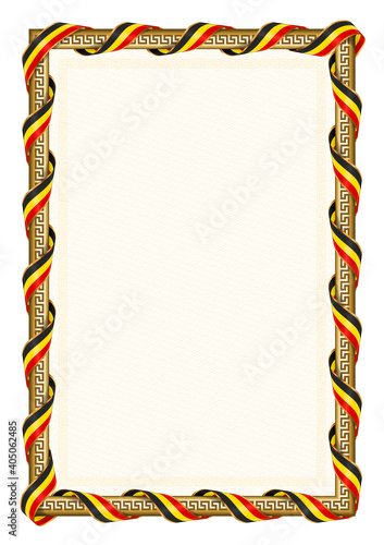 Vertical  frame and border with Uganda flag