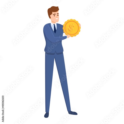 Gold coin agent icon. Cartoon of gold coin agent vector icon for web design isolated on white background