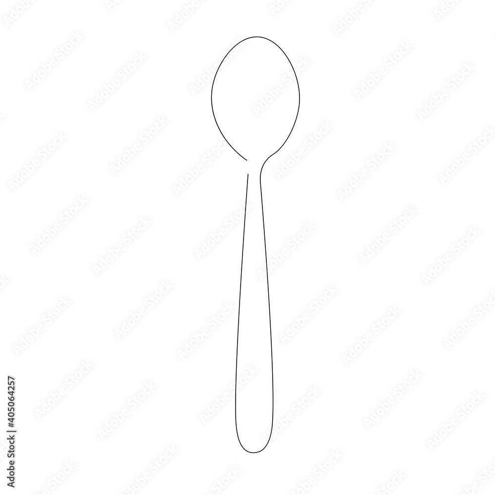 Spoon drawing on white background, vector illustration