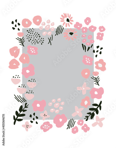 水彩風の花イラストを使った背景フレーム

