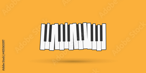 Piano keys over black flat vector illustration