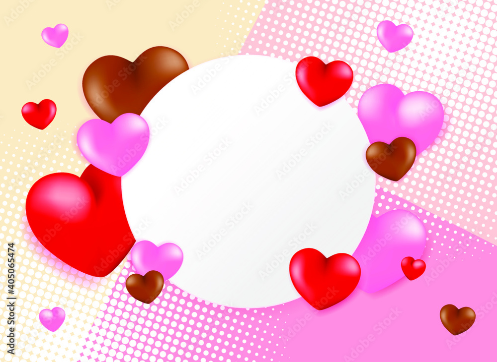 High Quality Love Background with 3D Hearts for your Saint Valentine´ s Day Design . Isolated Vector Elements