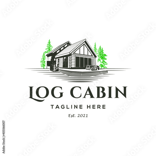 Log cabin logo vector template