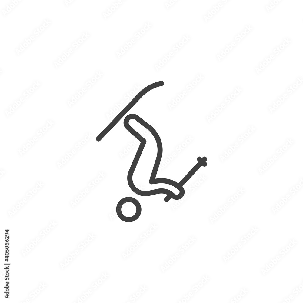 Freestyle Ski Jump line icon. linear style sign for mobile concept and web design. Ski jumping, winter sport outline vector icon. Symbol, logo illustration. Vector graphics Freestyle Ski Jump line icon. linear style sign for mobile concept and web design. Ski jumping, winter sport outline vector icon. Symbol, logo illustration. Vector graphics
