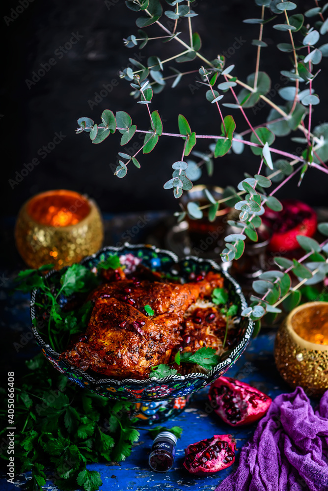 Persian Honey Glazed Chicken and Jeweled Rice