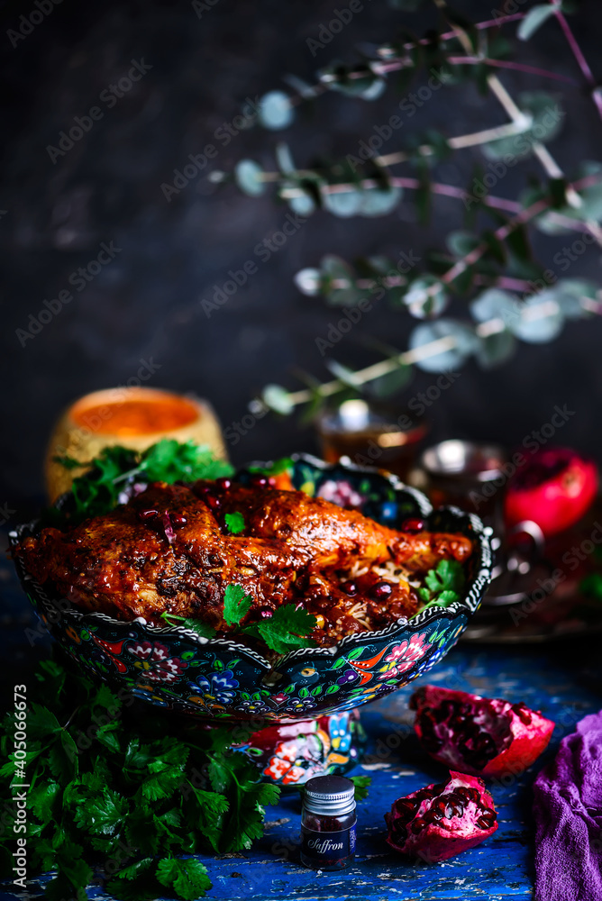 Persian Honey Glazed Chicken and Jeweled Rice