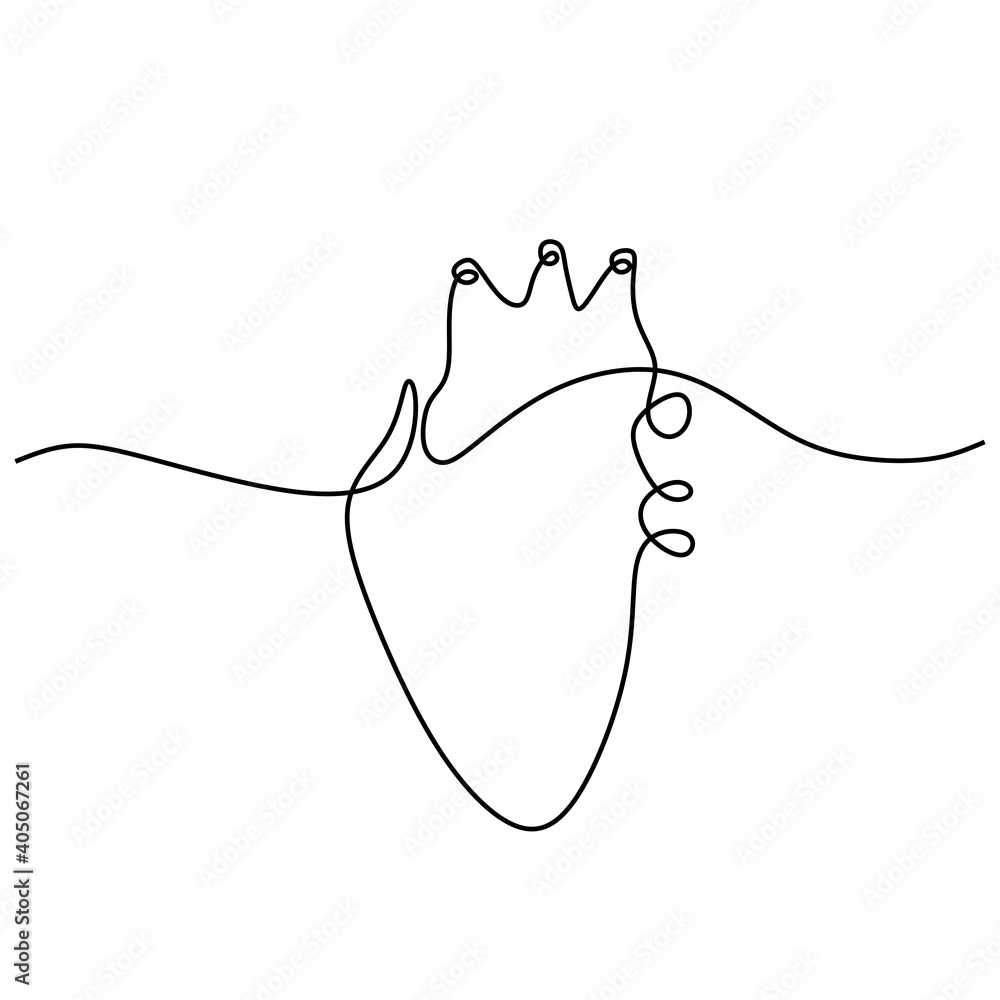 Single continuous line art anatomical human heart. Heart Continuous ...