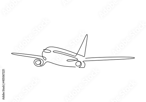 Airplane continuous line. C...