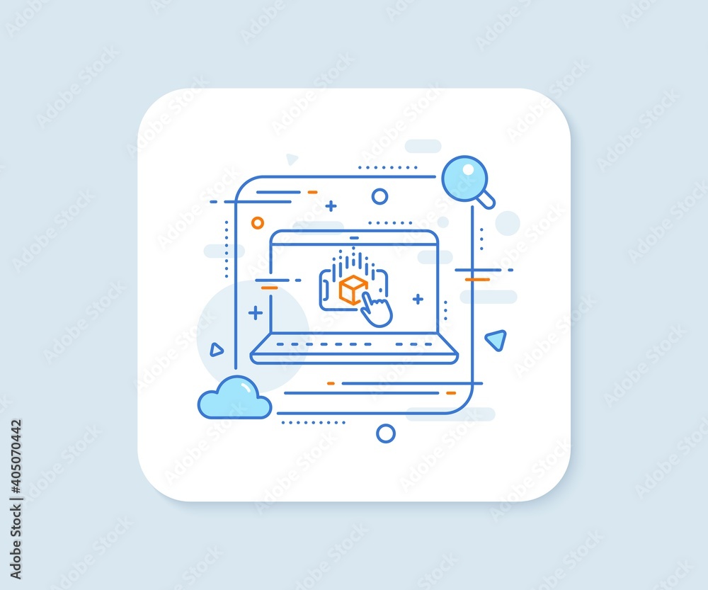 Augmented reality phone line icon. Abstract vector button. VR simulation sign. 3d cube symbol. Augmented reality line icon. Laptop concept badge. Vector Augmented reality phone line icon. Abstract vector button. VR simulation sign. 3d cube symbol. Augmented reality line icon. Laptop concept badge. Vector