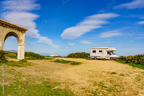 Caravan on beach by Punta Mala, Alcaidesa Spain photo