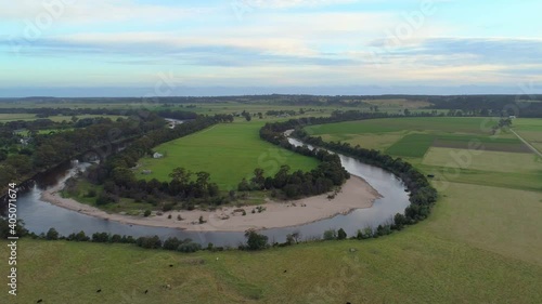 Orbit flight revealing Snowy River horseshoe bend in Australia photo