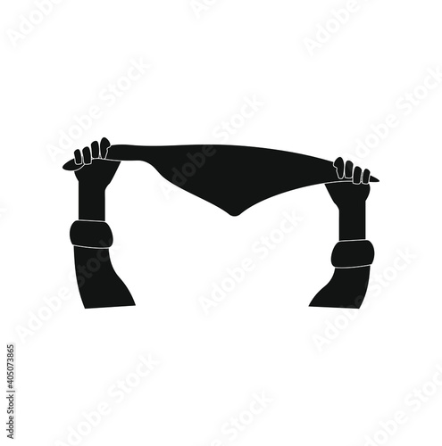 typical red handkerchief of san fermin festivities in pamplona spain held with hands