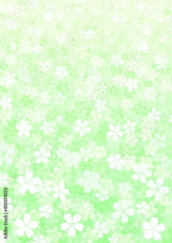 花が咲く新緑の和紙テクスチャーの背景 no.19 © tota