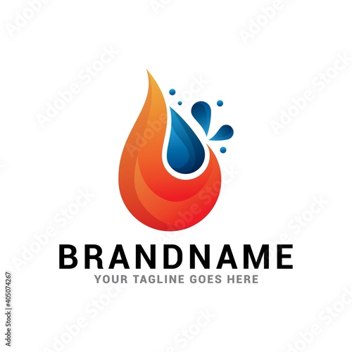 Fire water logo abstract icon vector template.