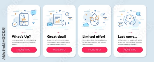 Set of Technology icons, such as Document, Crane claw machine, Organic product symbols. Mobile app mockup banners. Timer line icons. File with diagram, Attraction park, Leaf. Vector