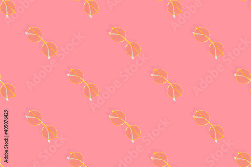 Glasses seamless pattern. Glasses for improving vision on a red background. © Zuev Ali