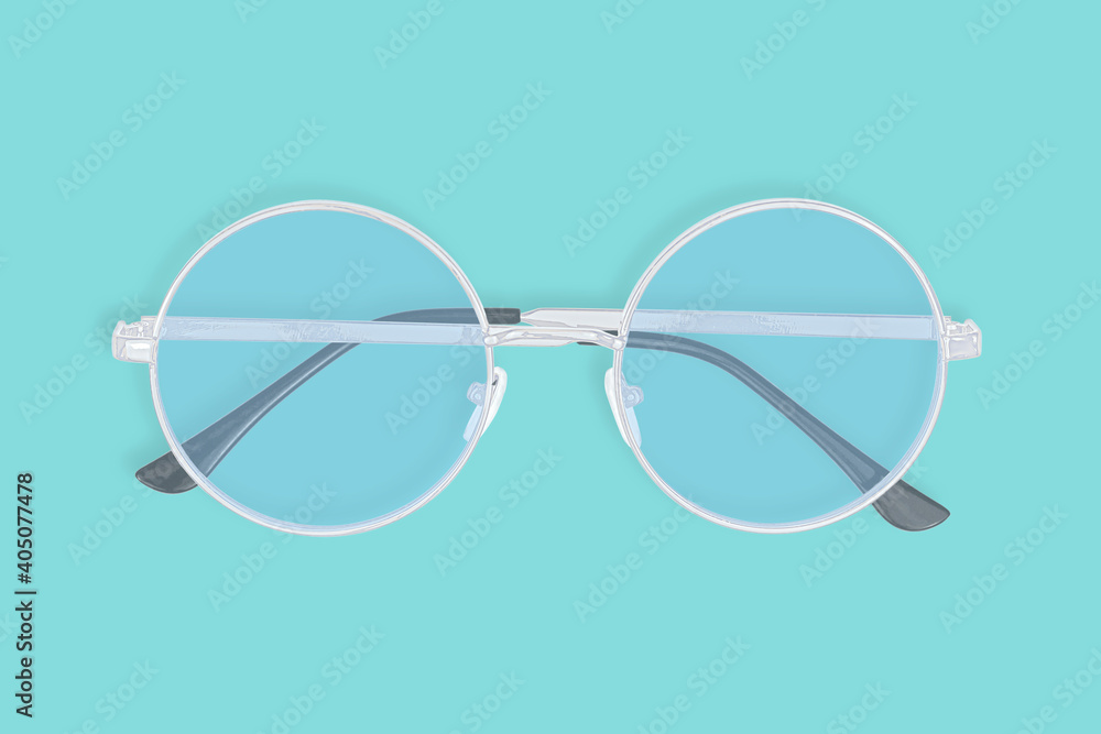 Glasses for improving vision with an aquamarine background. Glasses for improving vision with an aquamarine background.
