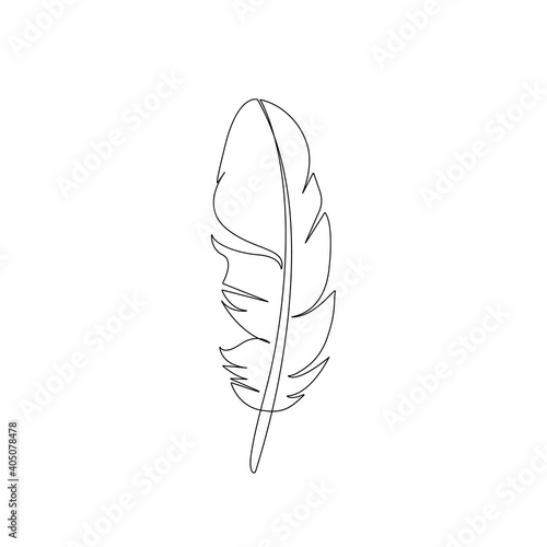 Feather Continuous One Line Drawing. One Line Feather Abstract Illustration. Minimalist Design. Abstract Contour Drawing. Vector EPS 10
