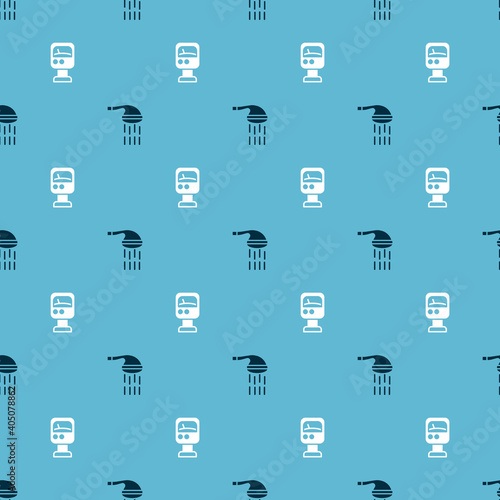 Set Shower and Pressure water meter on seamless pattern. Vector.