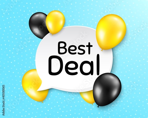 Best deal. Balloon party banner with speech bubble. Special offer Sale sign. Advertising Discounts symbol. Birthday balloon vector background. Best deal speech bubble. Banner with message. Vector