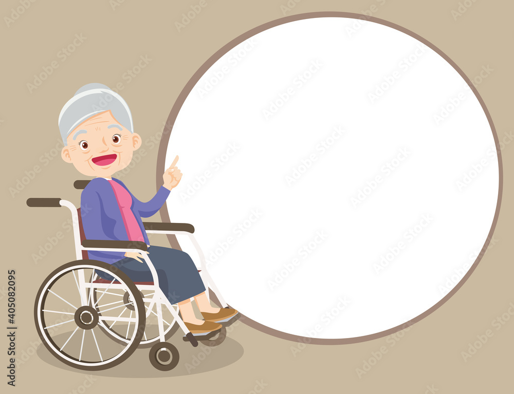 Elderly lady Finger pointing with empty space Elderly lady Finger pointing with empty space