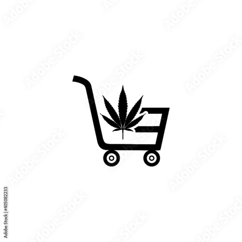 Cannabis shopping cart icon isolated on white background