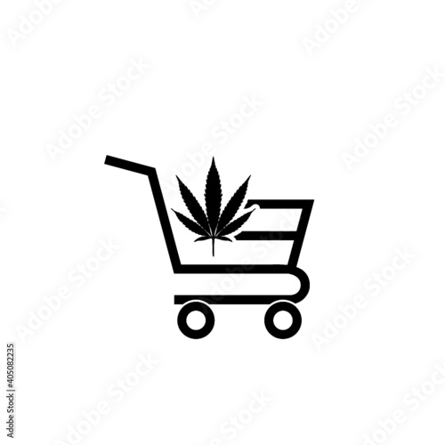 Cannabis shopping cart icon isolated on white background