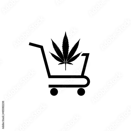 Cannabis shopping cart icon isolated on white background