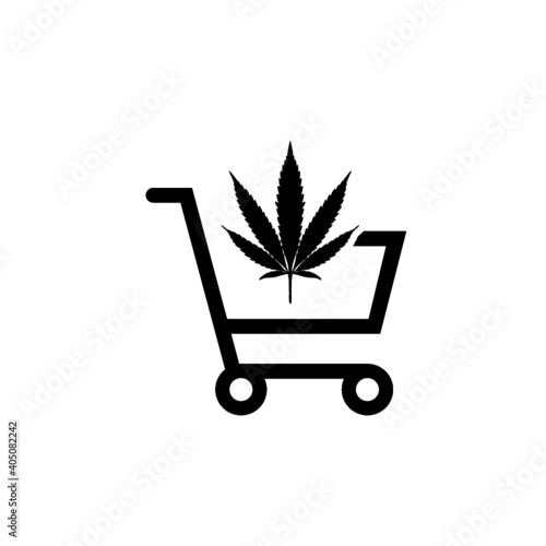 Cannabis shopping cart icon isolated on white background