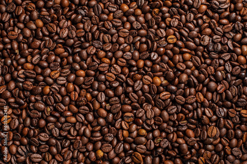 Fototapeta premium beautiful background with whole grains beans flavored coffee for restaurant and menu advertising