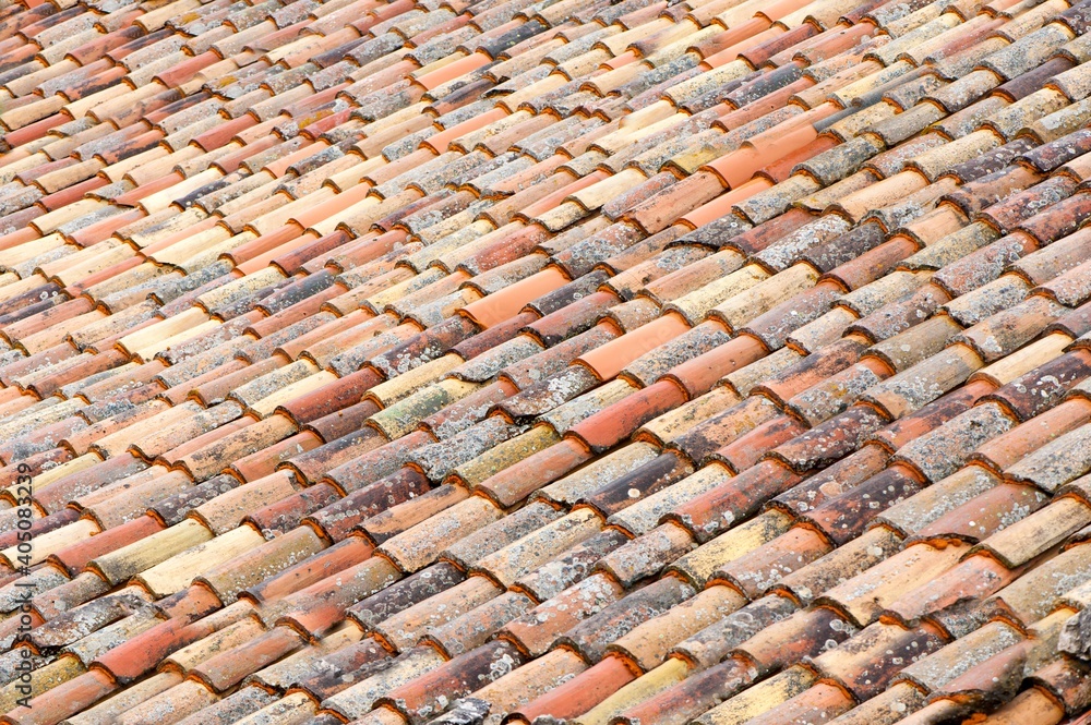 Texture of roof with colored tiles Texture of roof with colored tiles