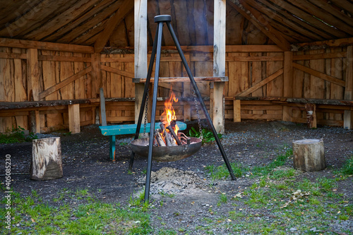 Lagerfeuer Feuerschale in der Nater beim Camping Urlaub photo