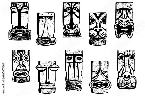 Maya masks. Clip art collection set on white background