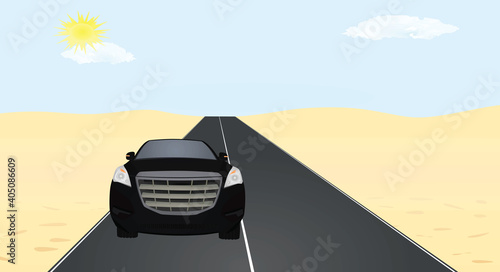 Car on road. vector illustration