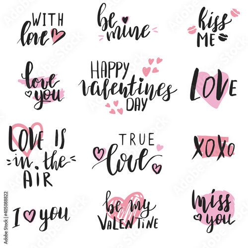 Set of hand written Valentine's day quotes