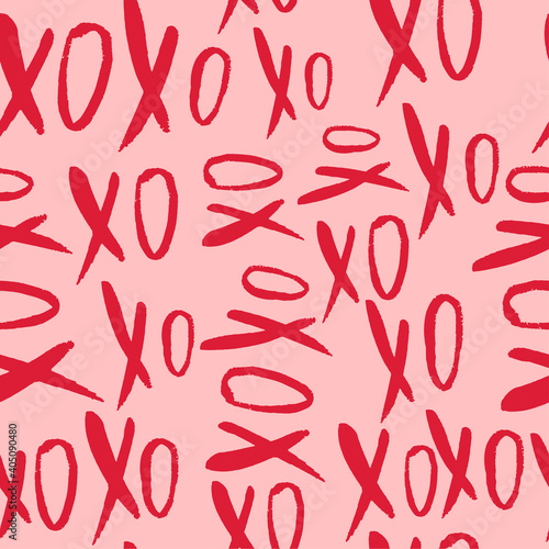 Seamless pattern with hand drawn word XoXo photo