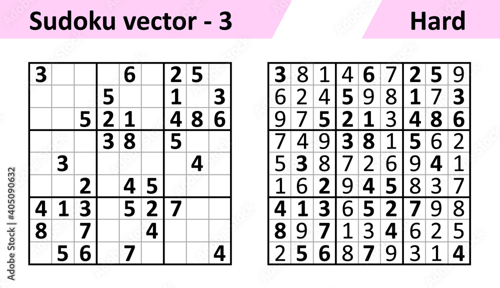 Sudoku game set with answers medium Difficulty. 28598288 Vector Art at  Vecteezy