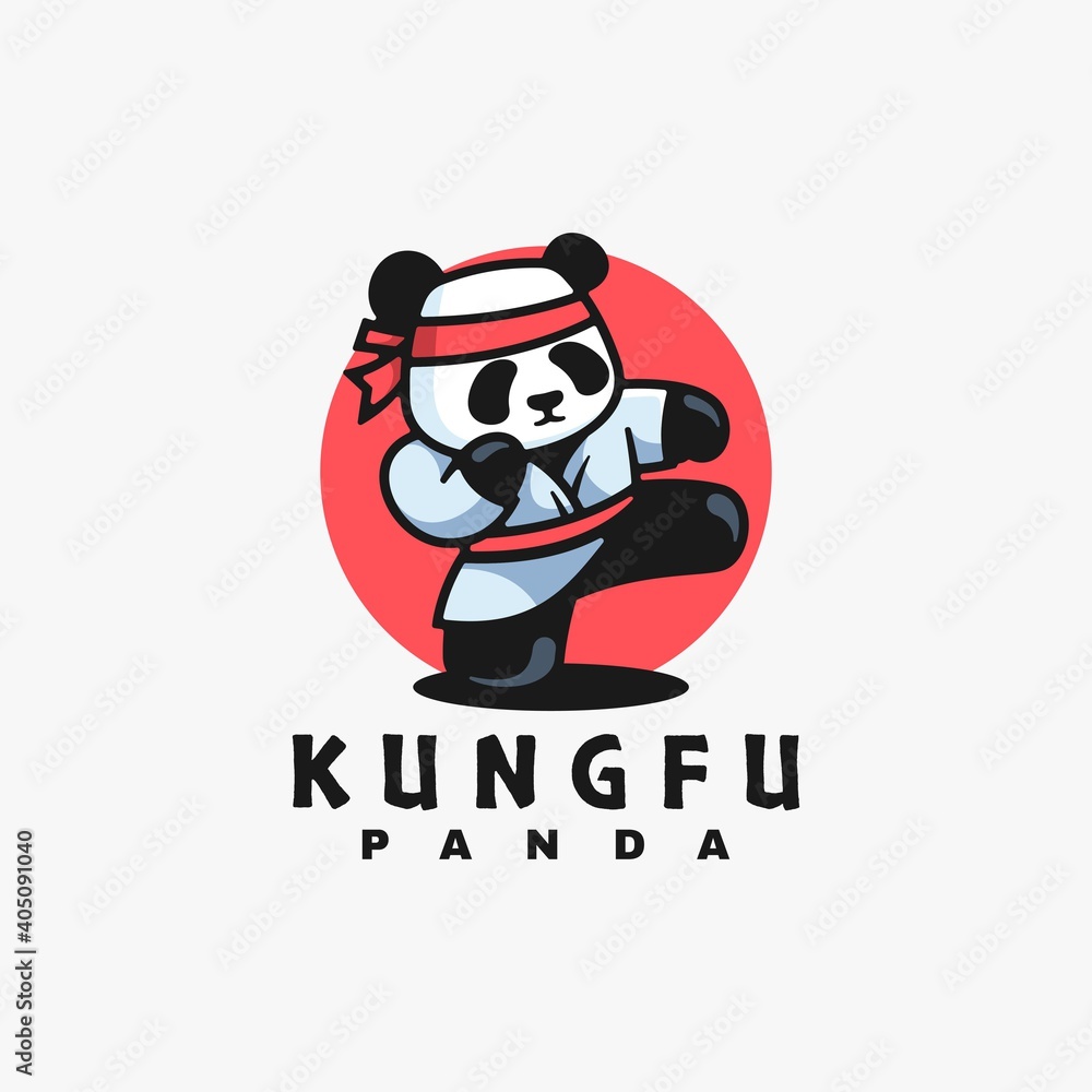 Vector Logo Illustration Panda Simple Mascot Style. Vector Logo Illustration Panda Simple Mascot Style.